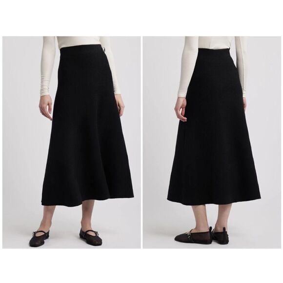 New $398  Rag & Bone Bridget Wool Blend Midi Skirt in Black Size XS - Picture 1 of 6